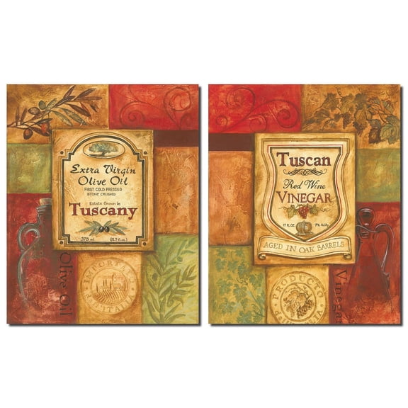 2 Tuscan Retro OLive Oil and Vinegar; Kitchen Decor; Two 12X16 Poster Prints
