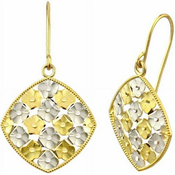 US GOLD 10kt Gold Satin Floral Drop Earrings