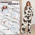 thumbnail image 7 of SCRAWLGOD Cow Print Beige Brown Lounge Sets for Women Turtleneck Pullover Sweatshirt Wide Leg Sweatpants Trendy 2 Piece Outfits Casual Sweatsuit Comfy Tracksuit, S, 7 of 7