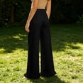 thumbnail image 5 of Mifsaly Womens Ruffle Hem Wide Leg Pants High Waist Button Fly Flare Pants Lightweight Loose Fit Flowy Summer Casual Outfits with Pockets Black,XXL, 5 of 6