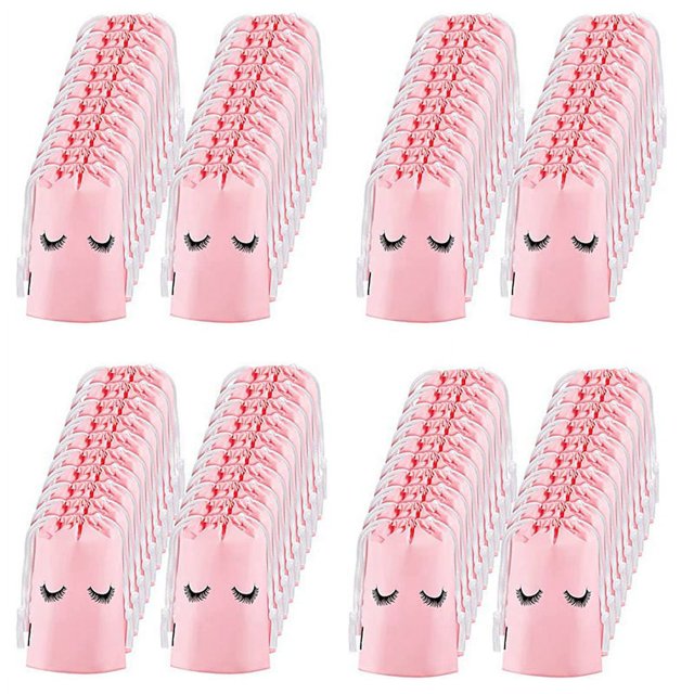 200 Piezas Bolsas de Cuidado Posterior de Pestañas Bolsas de Maquillaje de Plástico con Cordón Rosa,S