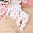 thumbnail image 2 of Yievot Spring Fall Toddler Baby Girl Outfits Long Sleeve Crewneck Flower Printed Sleepwear Baby Pajamas Set 0-18 Months 2024 Baby Outfits Clothing on Clearance, 2 of 7