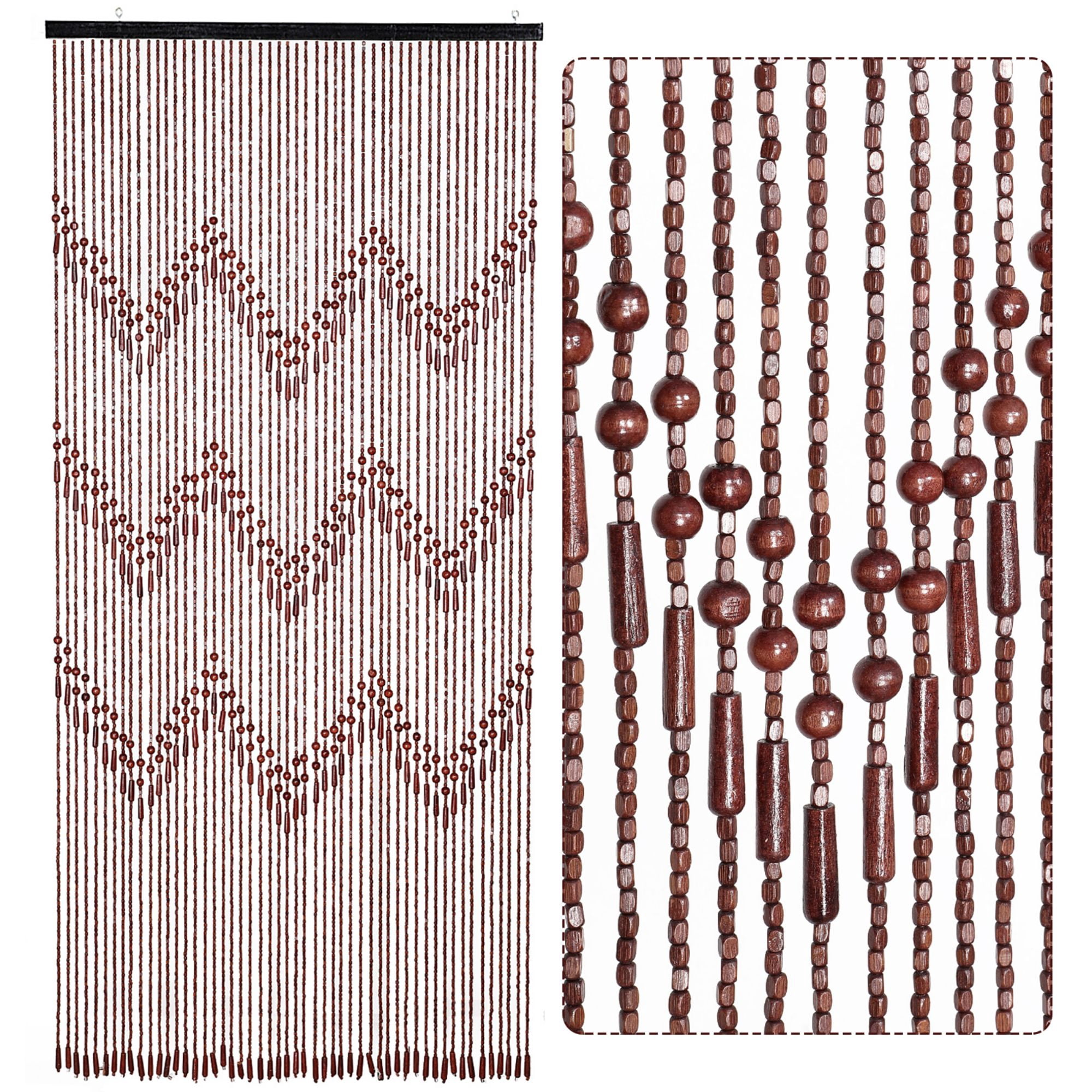 ANMINY Hanging Room Divider Hippie Curtain for Hallway Natural Bamboo Window Treatment Sheerness Curtains, 35.5" x 75"