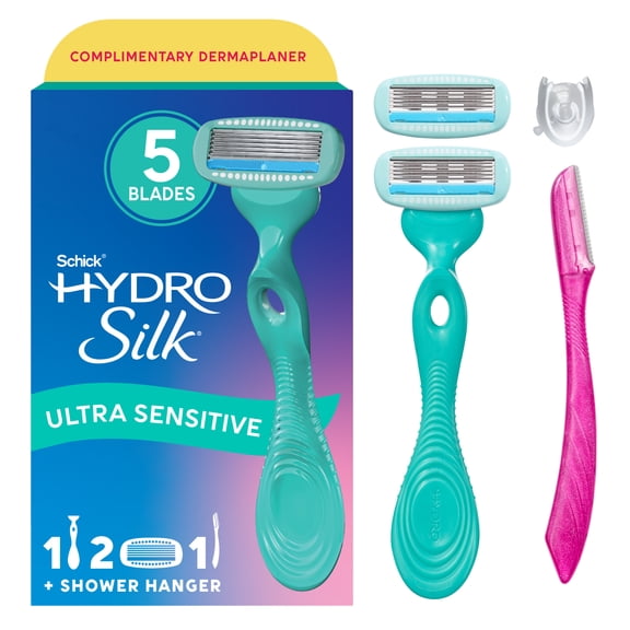 Schick Hydro Silk 5 Sensitive Care Women's Razor, 1 Razor Handle 2 Refills