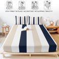 thumbnail image 5 of Twin Sze Fitted Sheet Set - Beige Navy Blue Striped 2 Piece Bedding Sets 16" Deep Pocket Fitted Sheet with 1 Pillowcase, Farmhouse Stripe Art Brushed Microfiber Hotel Luxury Bed Sheets, 5 of 9