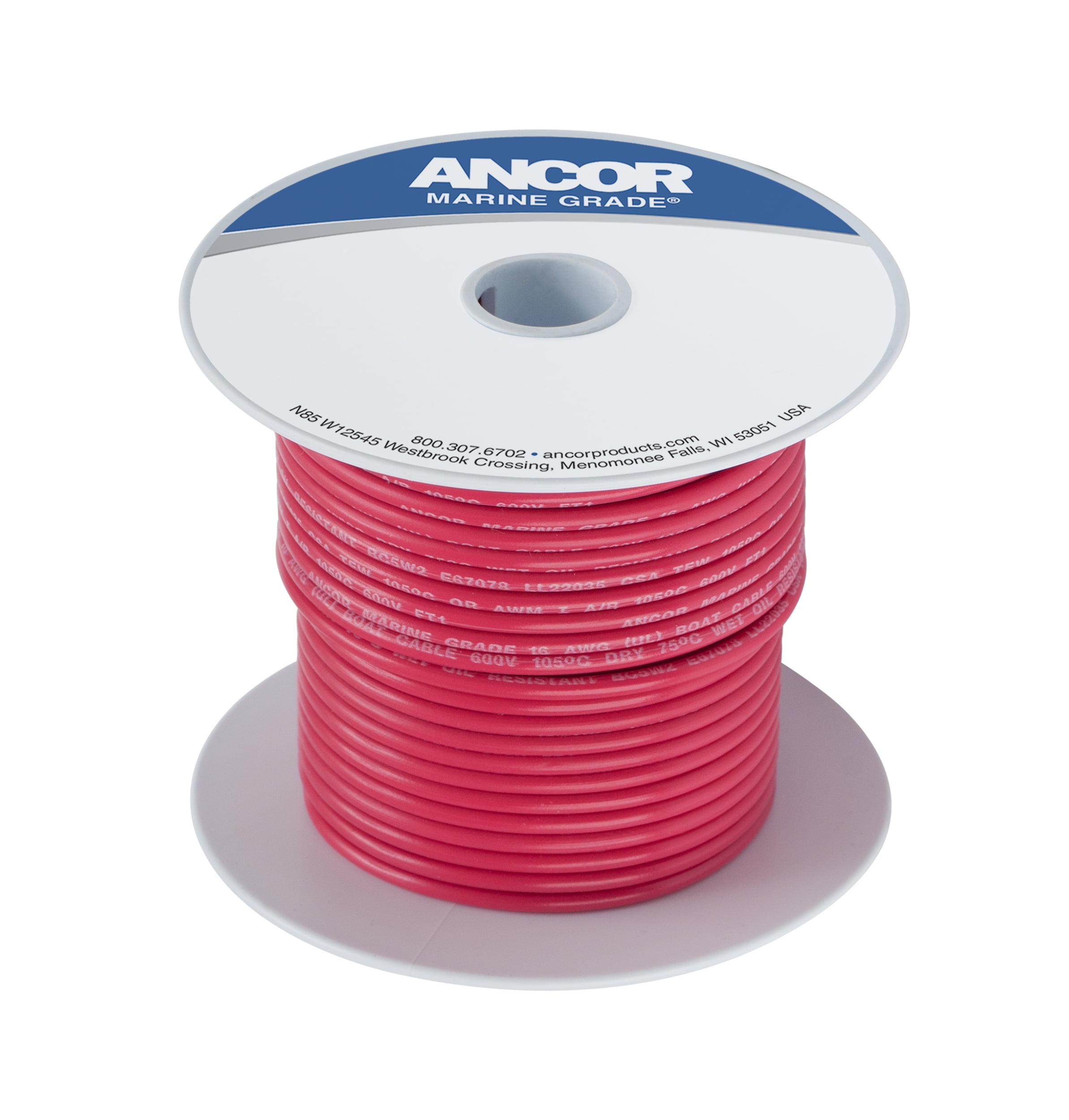 Made in The USA Red/Black Conductor Tinned Copper Boat Cable White PVC Jacket 18/2 AWG Duplex Flat DC Marine Wire