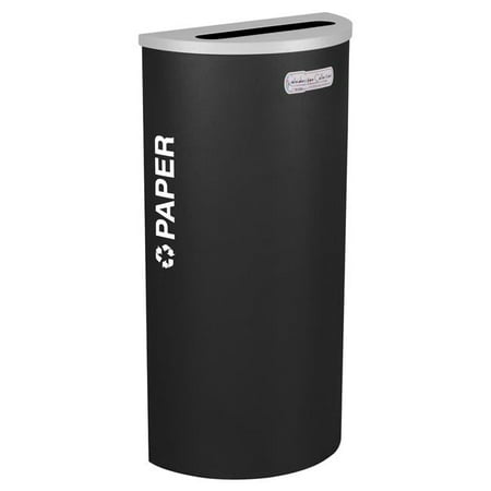 Ex-Cell Kaiser RC-KDHR-P BLX 8-gal recycling receptacle- half round top and Plastic decal- Black Texture finish