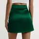thumbnail image 3 of Falda mini acampanada de satén para mujer: cintura alta, cierre con cremallera, cintura elástica, poliéster, informal de verano - S-XL, 3 of 7