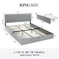 thumbnail image 6 of Sifurni King Size Upholstered Platform Bed Frame with 4 Drawers Storage and Square Stitched Button Tufted Headboard, Light Grey, 6 of 6