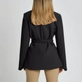 thumbnail image 3 of XPMWRP Women's Solid Color Blazer Jacket Long Sleeve Formal Office Work Clothes Notched Lapel Collar Winter Coat with Belt Black M, 3 of 6