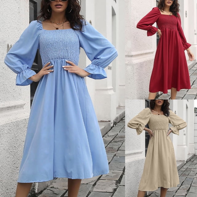 Gspmoly Robes Grande Taille pour Femmes aux Formes, Robe pour Femmes à Manches Longues, Col en V, Rayée, Irrégulière, Taille Haute, Confection, Robes de Soirée pour Femmes jusqu'à 70 % de Rabais