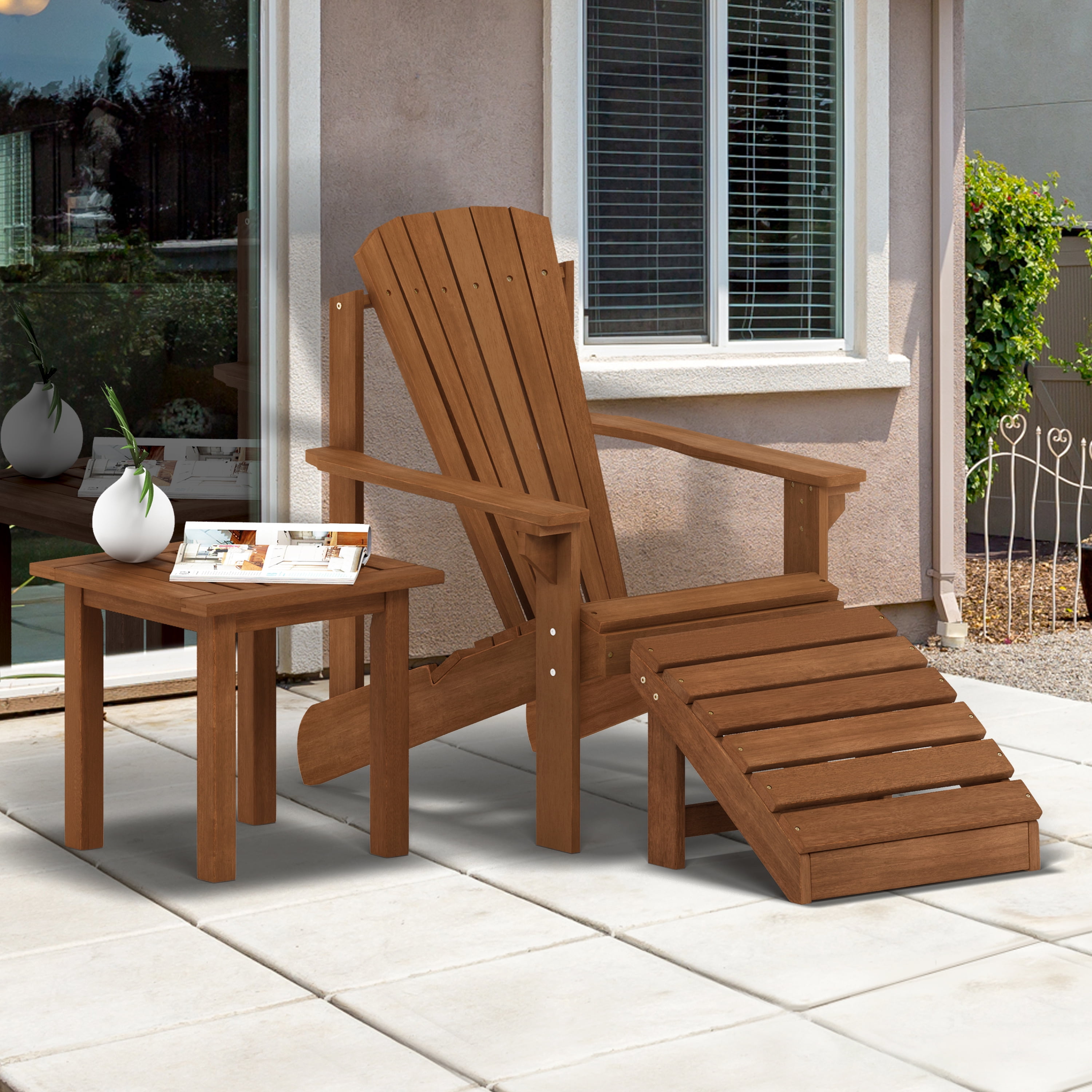 Furinno Tioman Hardwood End Table in Teak Oil