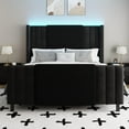 thumbnail image 6 of Queen Upholstered Bed Frame with LED Headboard & Footboard - Noiseless, Easy Assembly Platform Bed for Master Bedroom and Guest Room, Black, 6 of 8