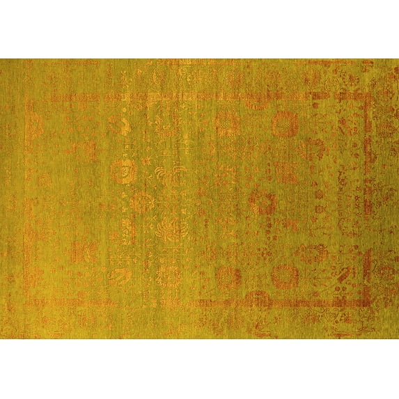 Ahgly Company Indoor Rectangle Oriental Yellow Industrial Area Rugs, 5' x 7'