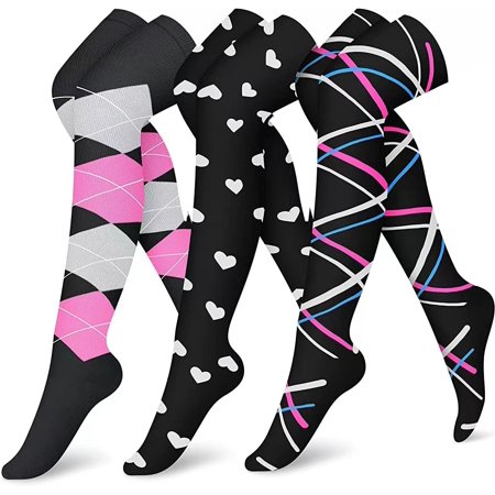 DNAKEN(3 pairs) Compression Socks for Women & Men Circulationis Best Support for Athletic Running,Hiking,Nursing compression socks for women wide calves compression socks for pregnant women
