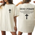 thumbnail image 2 of God First Double Sided Unisex T-Shirt – Christian Cross Faith Graphic Tee, 2 of 6