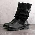 thumbnail image 2 of asdoklhq Womens Waterproof Work Boots,Autumn Winter Women Square Heel Low Heel Mid Tube Belt Buckle Sock Boots, 2 of 5