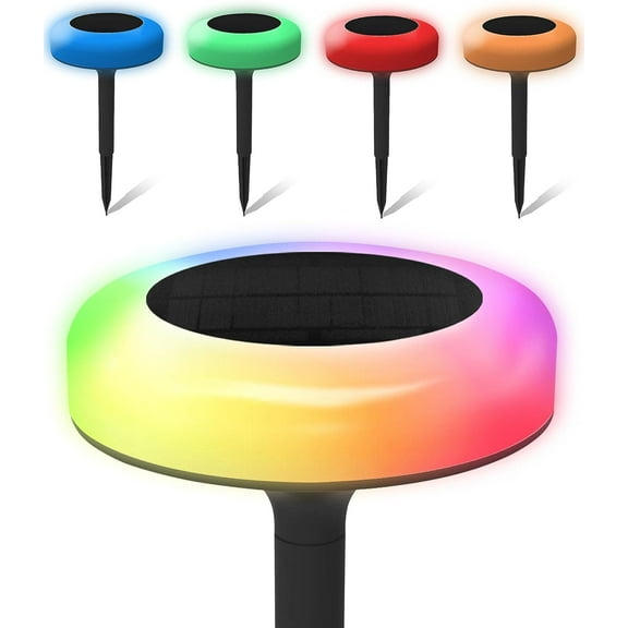 Bell and Howell Color Disk Lights Solar Pathway LED Lights Auto On/Off Solar Outdoor Lights