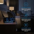 thumbnail image 3 of REGALWOVEN Digital Dual Alarm Clock for Bedroom, Easy to Set, Dimmable, Date Day of Week Temp Snooze, 12/24H 6.1 x 2.4 x 1 inch Blue, 3 of 7