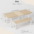 thumbnail image 2 of Extendable Dining Table Set for 4-8 People, 5 Piece Mid Century Modern Kitchen Table with 2 Benches and 2 Stools, Space Saving Metal Frame Desk for Small Spaces, Wood Walnut White Black, 2 of 8