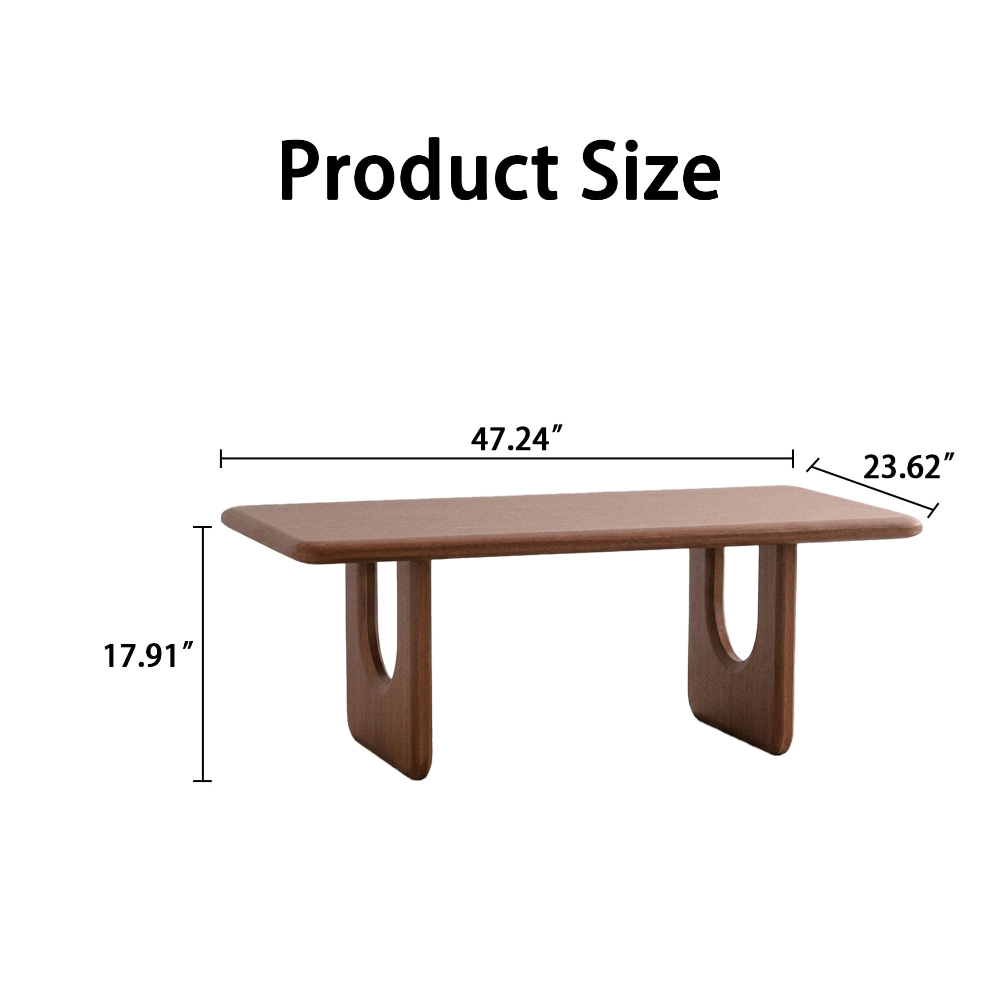 Leumius Rectangular Wood Coffee Table, Modern Minimalist Coffee Table with U-Shaped Legs, Walnut Finish Low Center Table for Living Room, Mid-Century Cocktail Table for Home Office