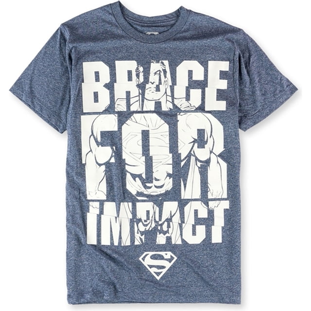 DC Comics - Camiseta gráfica para hombre Brace For Impact, azul, pequeña