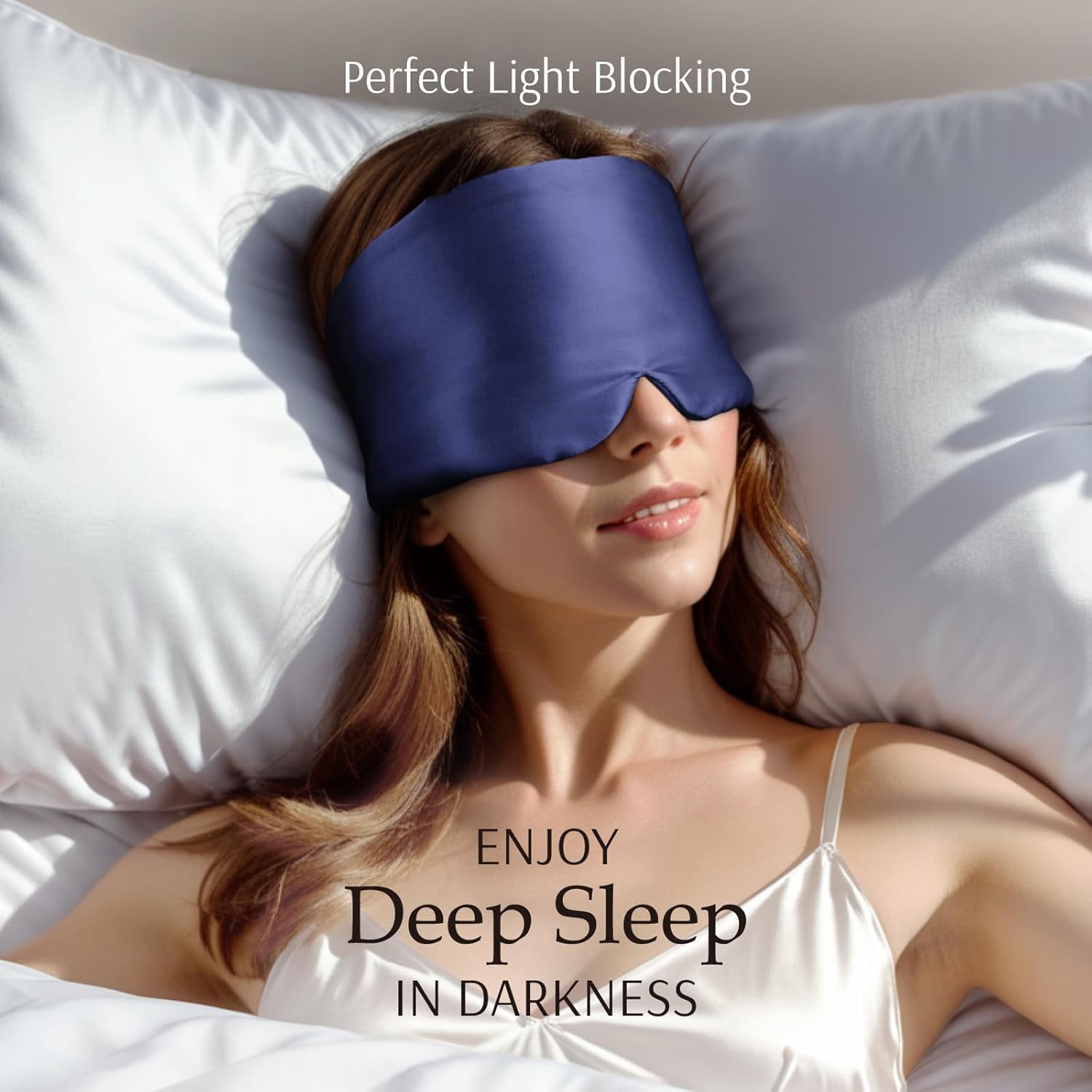 100% Mulberry Silk Sleep Mask Eye Mask for Man and Woman with Adjustable Headband, Full Size Large Sleep Mask & Blindfold for Total Blackout for All Night Sleep, Travel & Nap- Light Plum