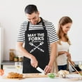 thumbnail image 4 of sidao Funny Grill Aprons for Men - May The Forks Be With You - Men’s Funny Chef Cooking Grilling BBQ Aprons with 2 Pockets - Birthday Father’s Day Christmas Gifts for Dad, Husband, Movie Fans, 4 of 6
