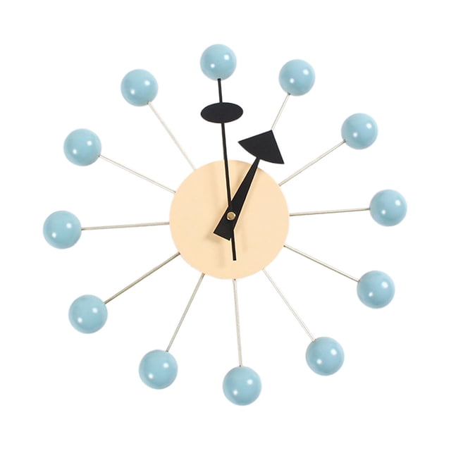 Elodie Round Ball Wall Clock Quiet Mid Century for Living Room Kitchen Decor Clocks Light Blue Ball