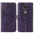 thumbnail image 2 of Moto G Power (2021) Case, Dteck Embossed Butterfly PU Leather Credit Card Slots Wallet Case with Hand Strap for Motorola Moto G Power 2021,Deep Purple, 2 of 7