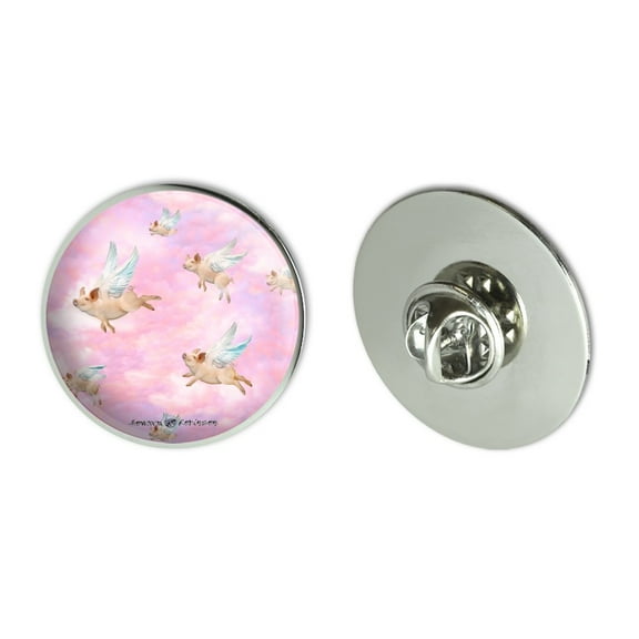 If Pigs Could Fly Pink Clouds Wings Metal 1.1" Tie Tack Hat Lapel Pin Pinback