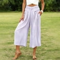 thumbnail image 5 of BUIGTTKLOP Capri Pants for Women Striped High Waisted Lounge Pants Striped Wide Leg Summer Cropped Trousers, 5 of 5