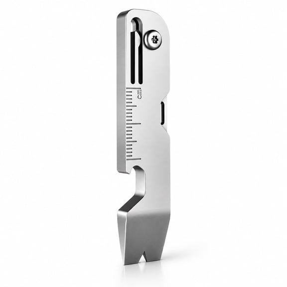 5-in-1 Pocket EDC Multi-Tool, Mini Titanium Keychain Gear with Utility Knife, Pry Bar, Bottle Opener and Ruler, Everyday Carry Gadget for Outdoors & Camping