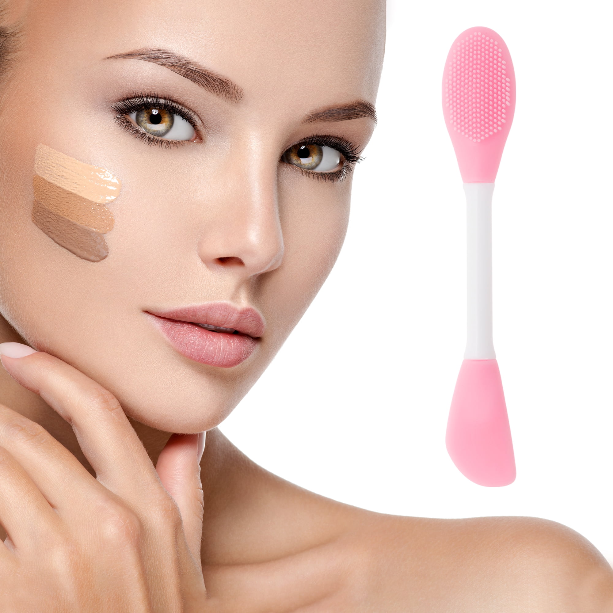 Unique Bargains Soft Knife-shaped Facial Mask Brush 2 Pcs Light Pink