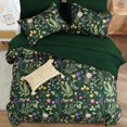 thumbnail image 3 of Juego de edredón Yiran Queen con estampado floral verde oscuro, 7 piezas, 3 of 8