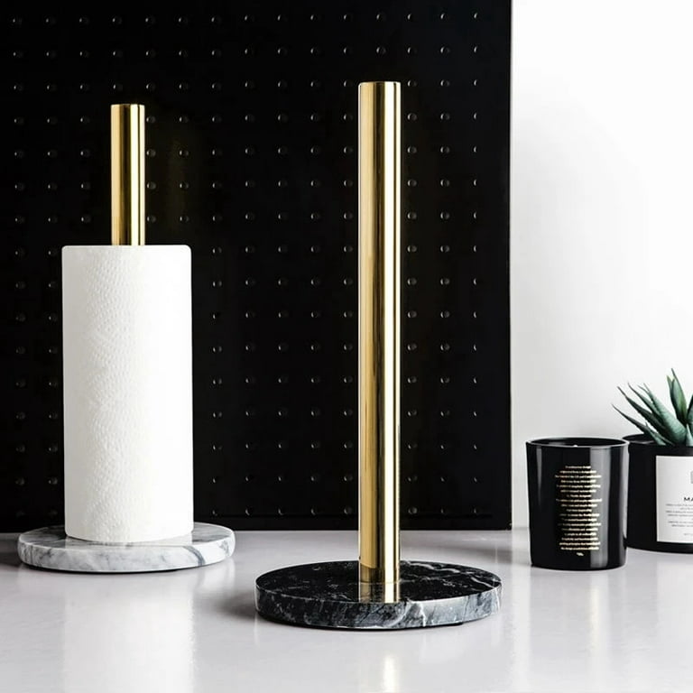 Gold Paper Stand with Marble Base Vertical Paper Towel Rack Modern Paper  Towel Holder Roll Toilet Countertop Kitchen A