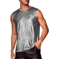 thumbnail image 5 of INSPIRE CHIC Holographic Tank Top for Men's Shiny Sleeveless T-Shirt Disco Party Metallic Vest L Black Silver, 5 of 6