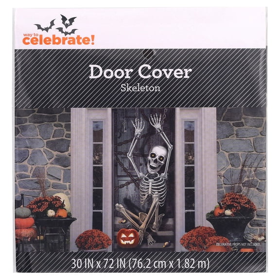 Skeleton Door Cover Decoration, Multicolor, 30" x 72", Halloween by Way To Celebrate