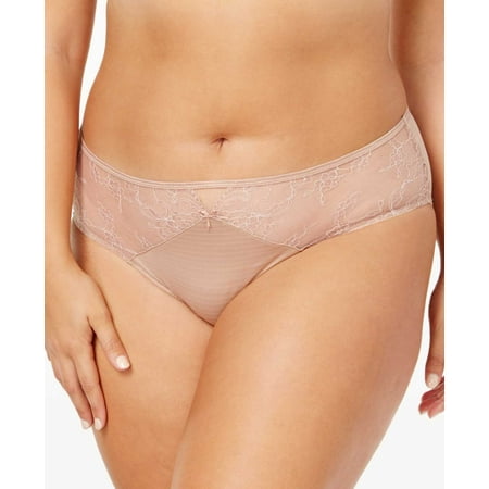 Ashley Graham Lingerie Womens Plus Size Front-Keyhole Lace Panty (Cappucino  1X)