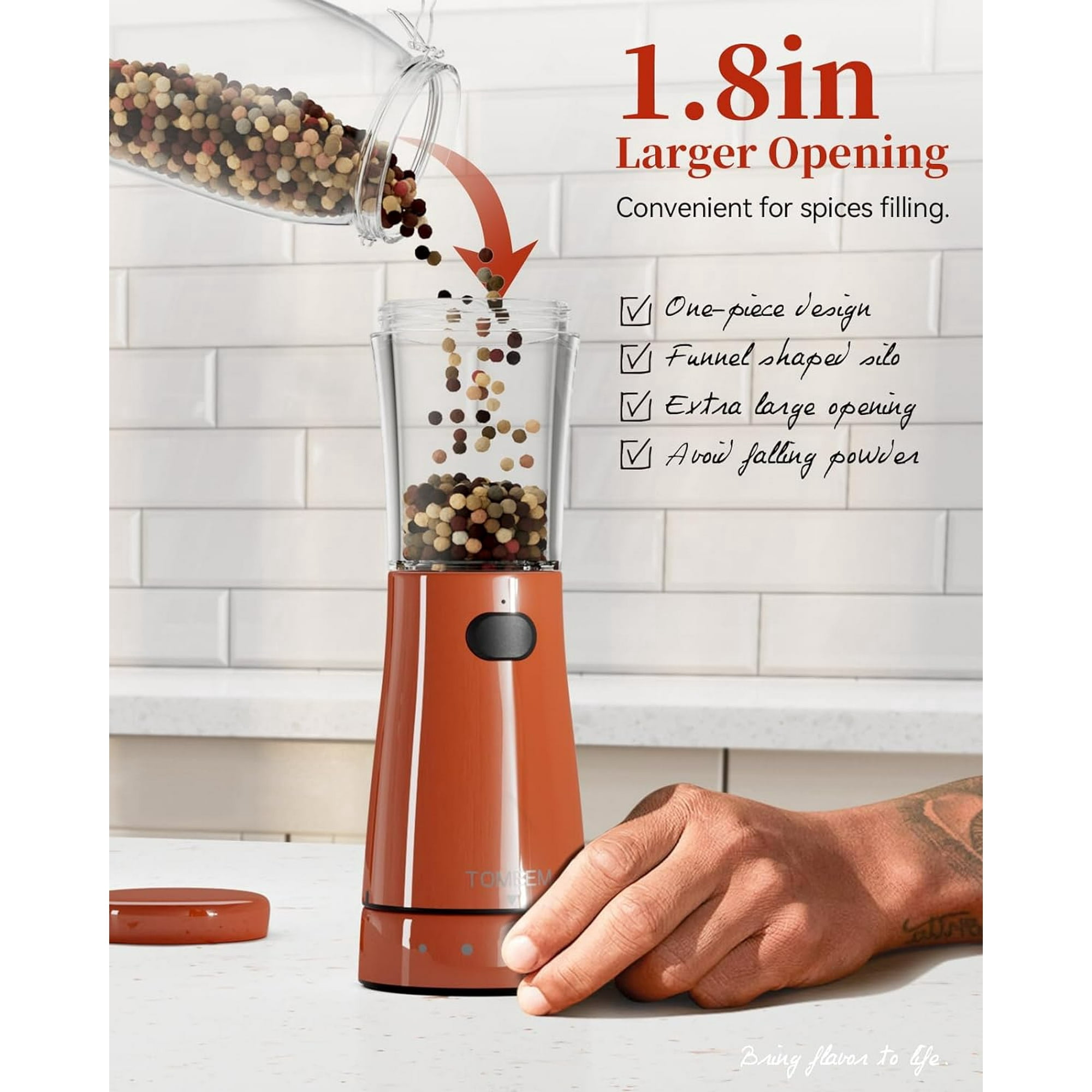 Tomeem Electric Salt and Pepper Grinder Set Rechargeable Stainless Steel Salt and Pepper Shakers Electric with Lights Double
