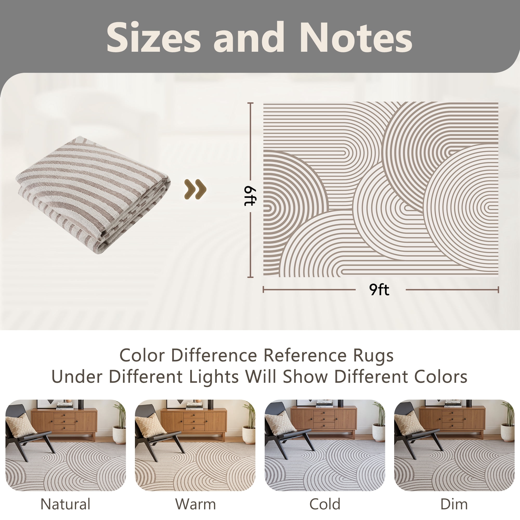 SIXHOME 6'x9' Rugs for Living Room Washable Bedroom Rug Jacquard Textured Boho Beige Area Rug Modern Geometric Soft Neutral Carpet Non Slip Indoor Rugs for Dining Room Home Office