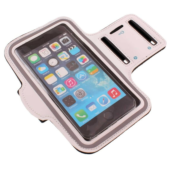 Running Armband Sports for iPhone 16 Plus/16 Pro Max - White Gym Workout Case Cover Band Arm Strap