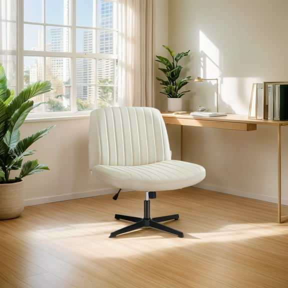 JOINSUN Armless Criss Cross Office Chair Adjustable Swivel Desk Chair No Wheels for Home Office