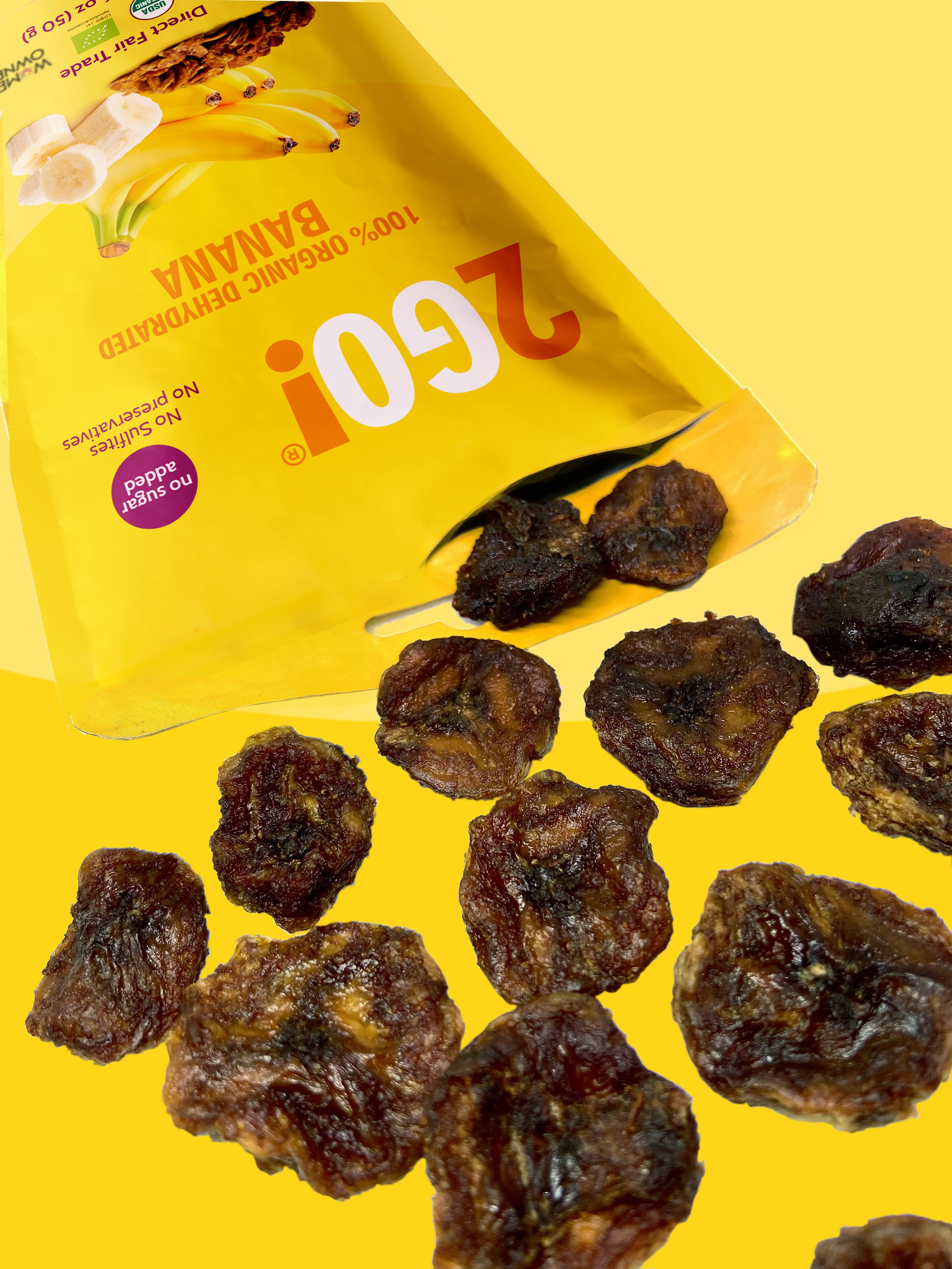 2GO!® Organic Dried Banana 1.76 oz -  pack of 4 units