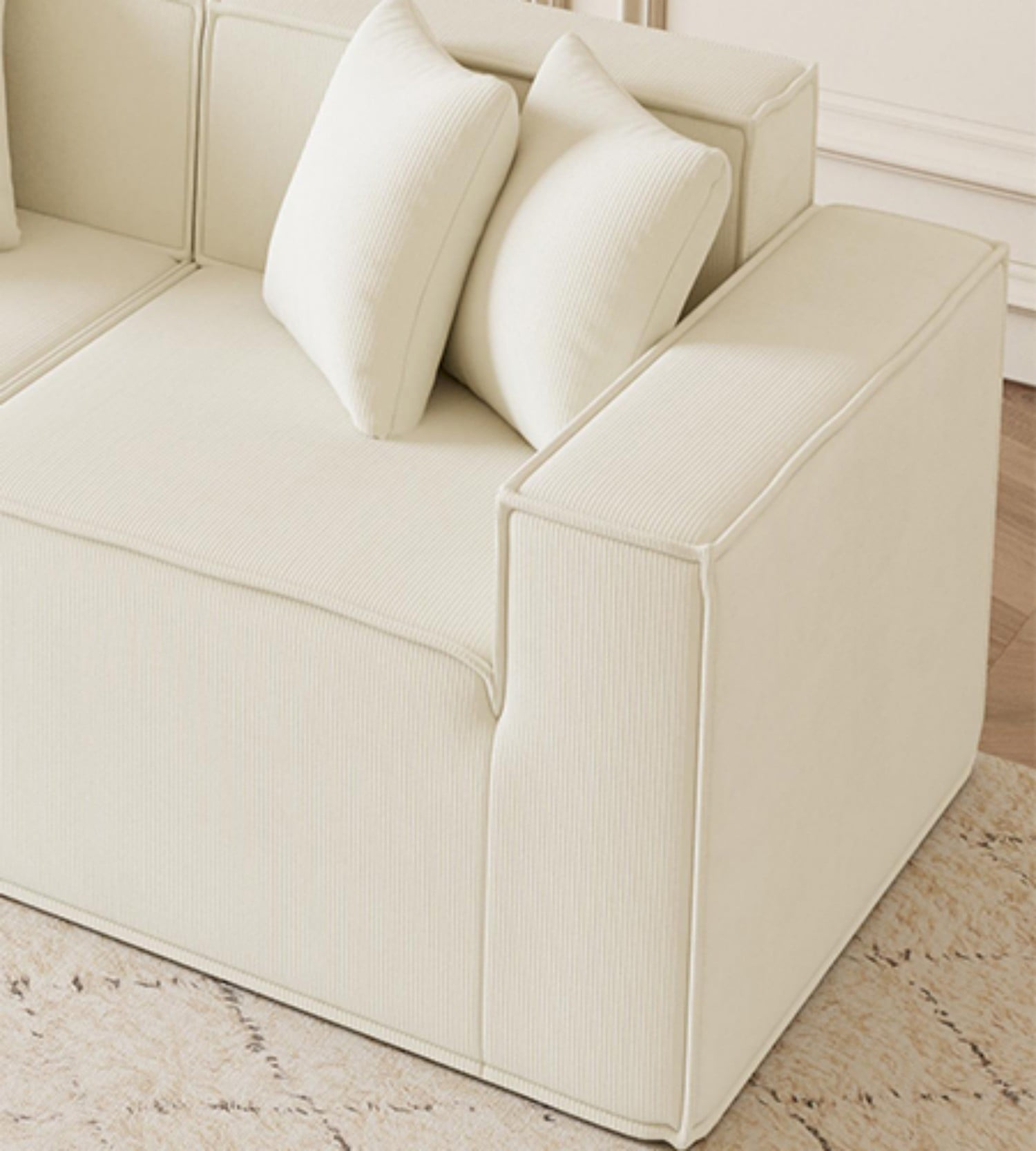 Gewnee Luxury Deep Seat Modular Loveseat with Soft Corduroy Upholstery - Compact, Versatile for Small Modern Living Rooms