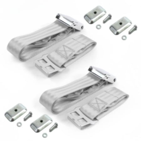 Ford Truck 1957-1960 Airplane 2 Point Gray & Grey Lap Bucket Seat Belt Kit with Bracketry - 2 Belts