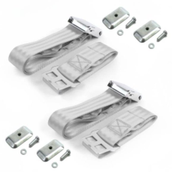 AMC Hornet 1970-1977 Airplane 2 Point Gray & Grey Lap Bucket Seat Belt Kit with Bracketry - 2 Belts