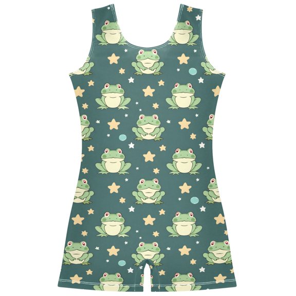Gymnastics Leotard Sleeveless Many Cute Frog Stretchy Dance Bodysuit Breathable Athletic Ballet Yoga Outfit for Ages 3-14