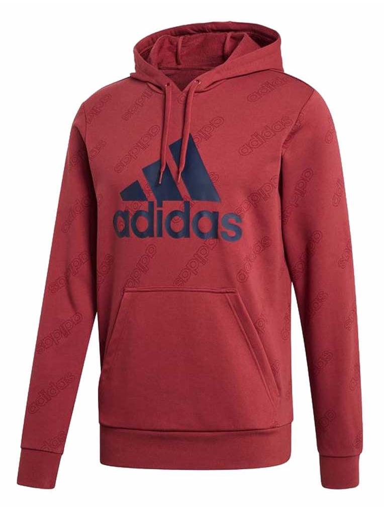 Adidas Men's Favorite Graphic Logo Pullover Hooded Sweatshirt - Red (S)