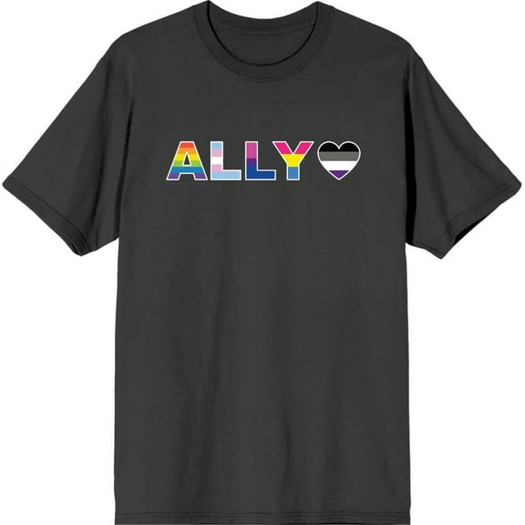 Pride Ally Pride Flag Colors Men's Charcoal Crew Neck Short Sleeve Tee-Medium